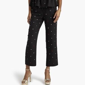 Hill House Home Jewel Jammie Pant Black Embellished Size XS EUC